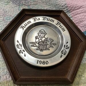 1980 Pewter Little Drummer Boy Plate with Frame